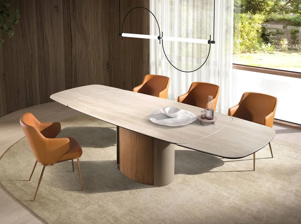 Angel Cerda Brown Leatherette Dining Chair with Armrests 4