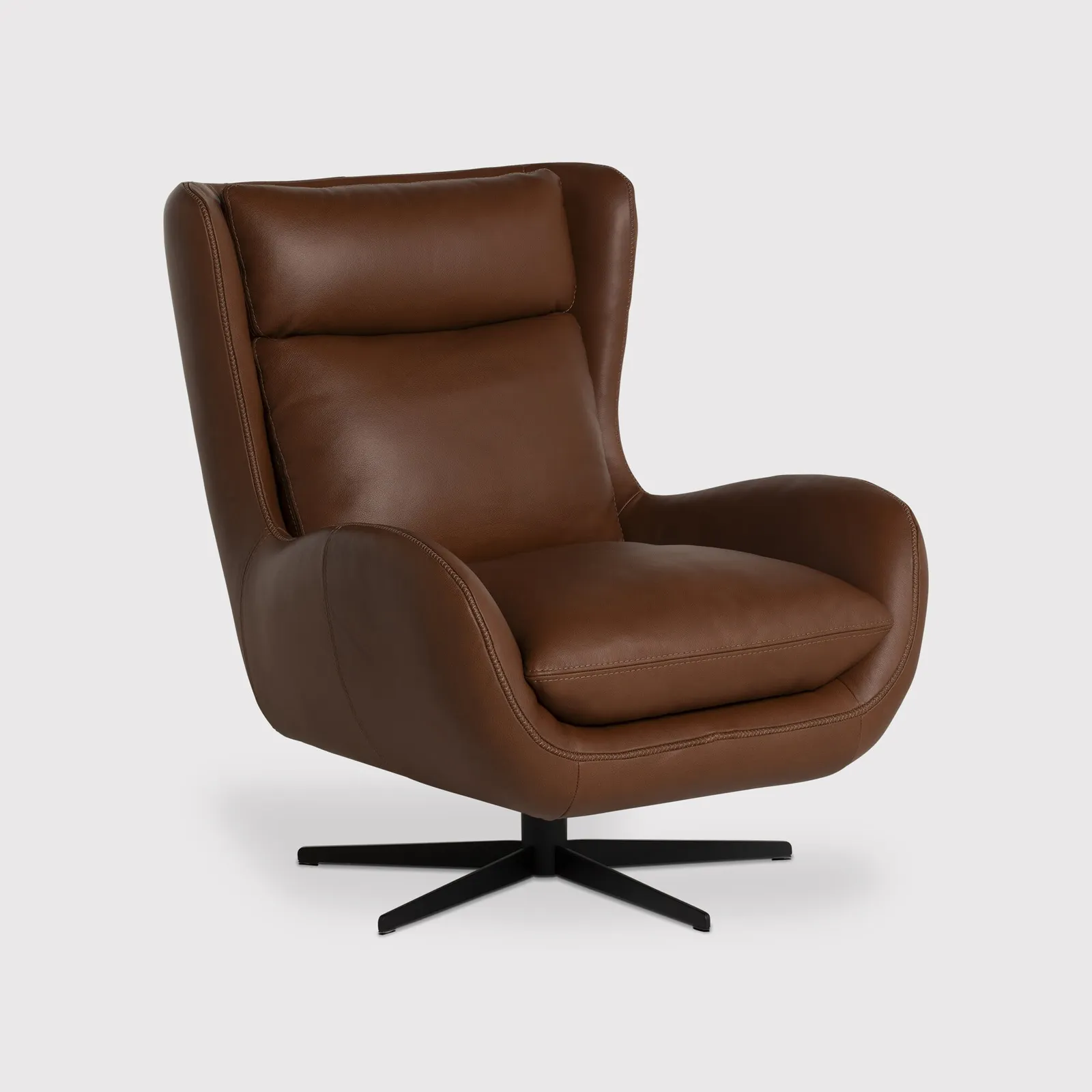 Uma Swivel Armchair, Brown Leather | Barker & Stonehouse