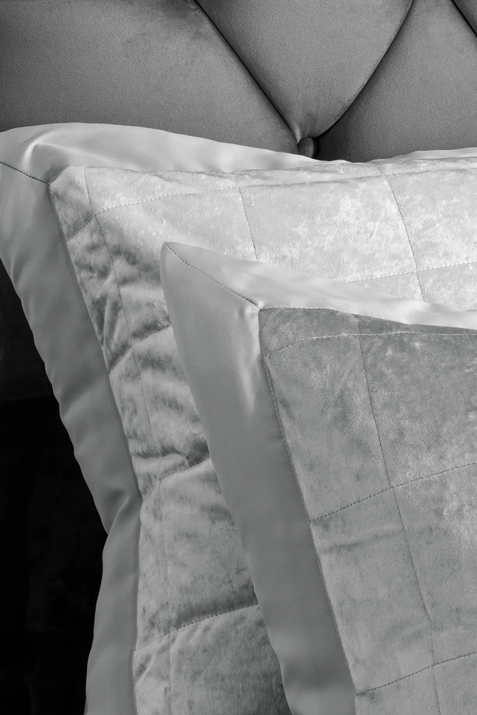 Catherine Lansfield 'Crushed Velvet' Pillowsham Pair in Silver 2