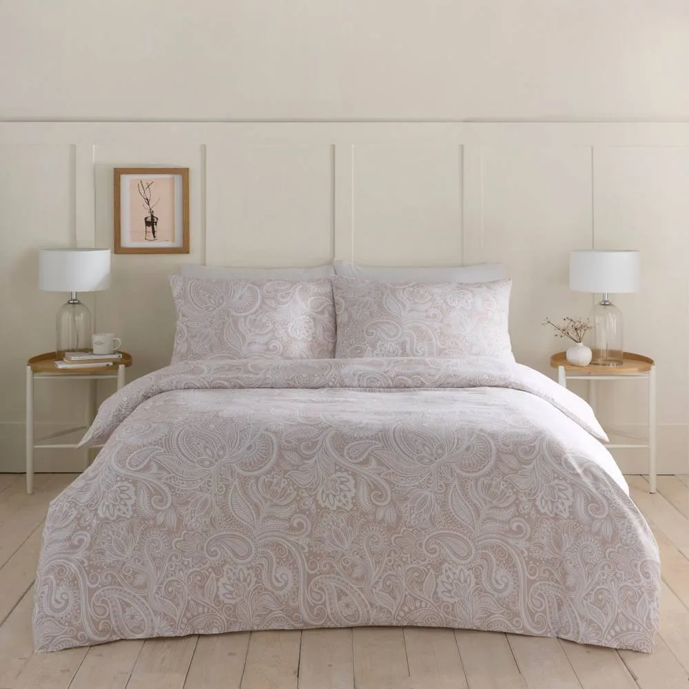 Portfolio Home Paisley Geometric Duvet Cover Quilt Set With Pillow Case Bedding in Natural