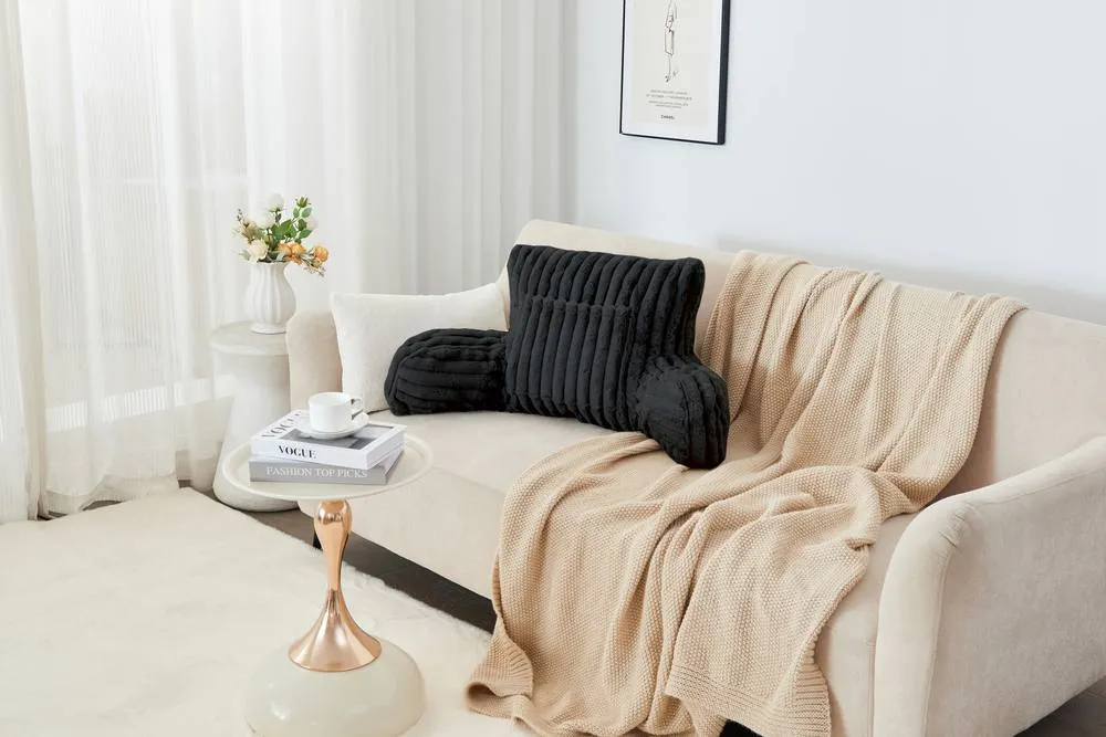 GAVENO CAVAILIA Super Comfy Ribbed Warm Cuddle Cushion in Black 2