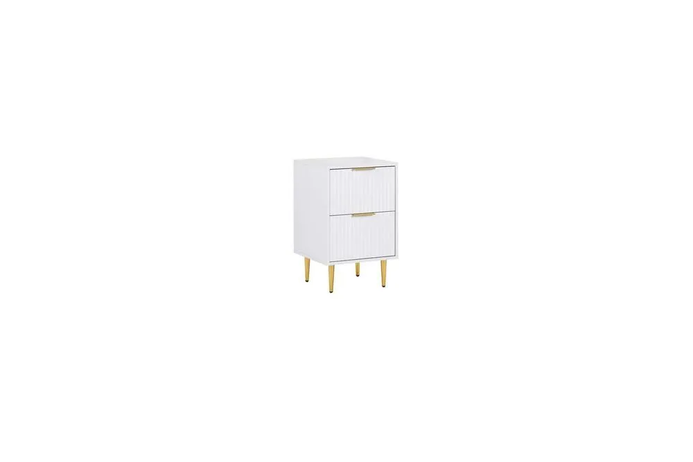 Birlea Zaza White Bedside Cabinet 2 Drawer Fluted BedsideTable Chest 6