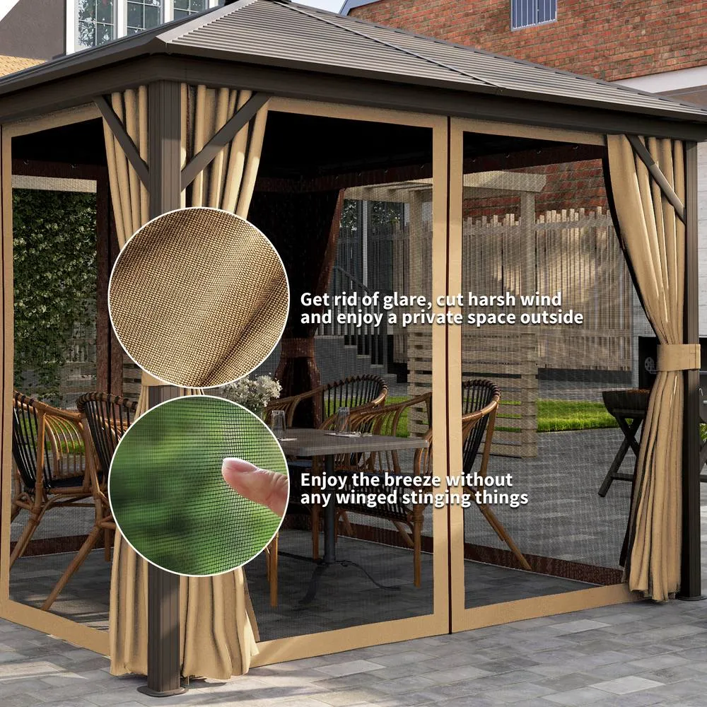 OUTSUNNY 3x3(m) Hardtop Gazebo Outdoor Shelter with Aluminium Frame in Brown 5