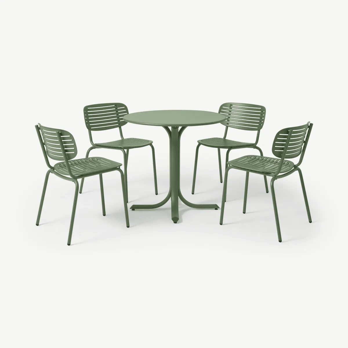 Emu 4 Seat Garden Dining Set, Green Powder-Coated Steel