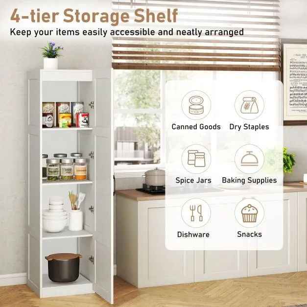 Costway 150 cm Tall Storage Cabinet 4-Tier Freestanding Floor Cabinet in White 6