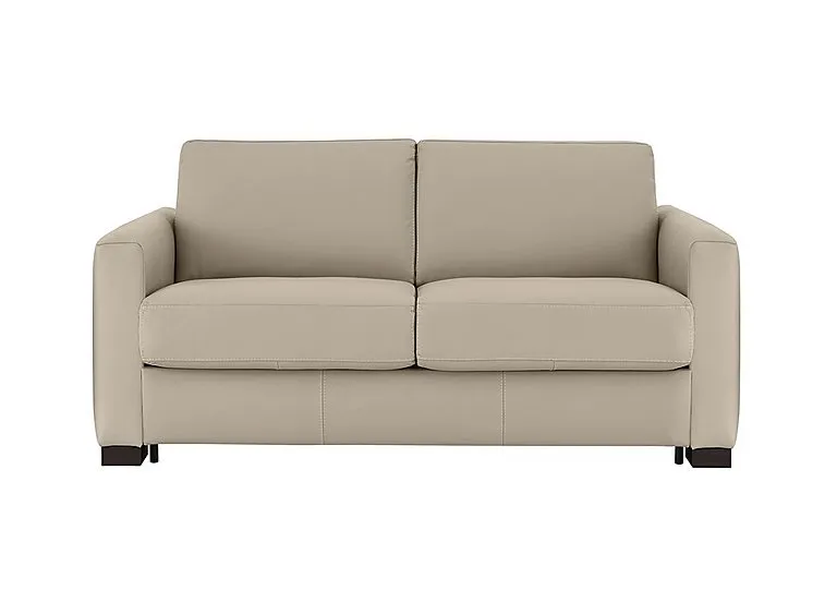 Alcova 2 Seater Leather Sofa Bed with Box Arms - Torello Fango