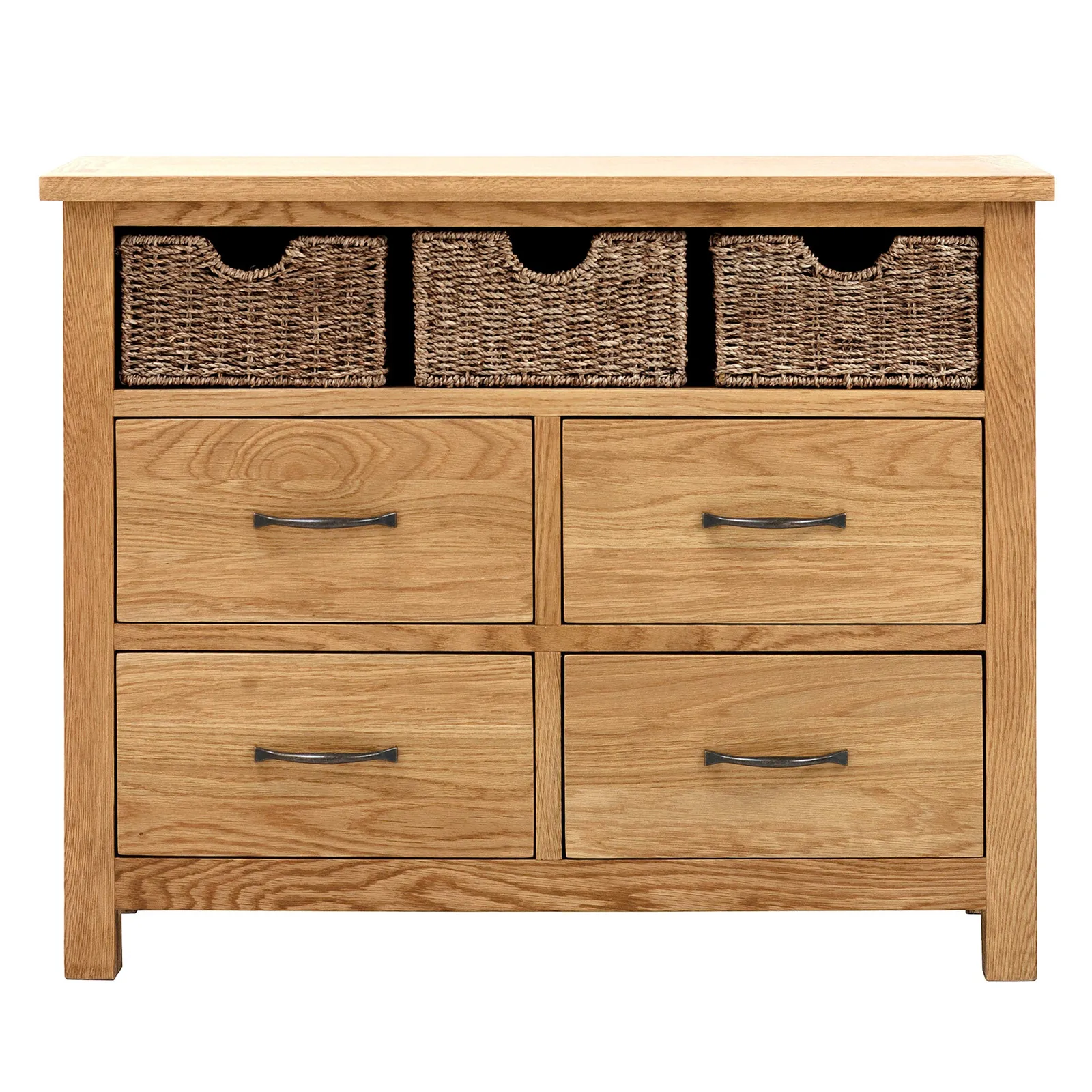 Sidmouth Oak Sideboard With Baskets Light Brown / Natural