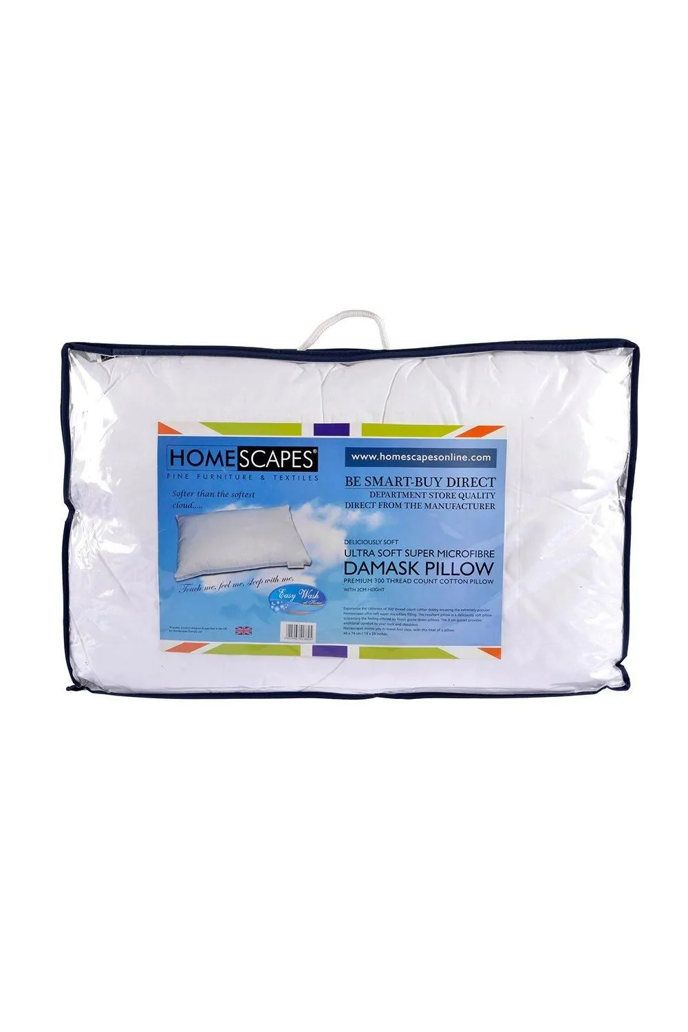 Homescapes Super Microfibre Damask Pillow in White 2
