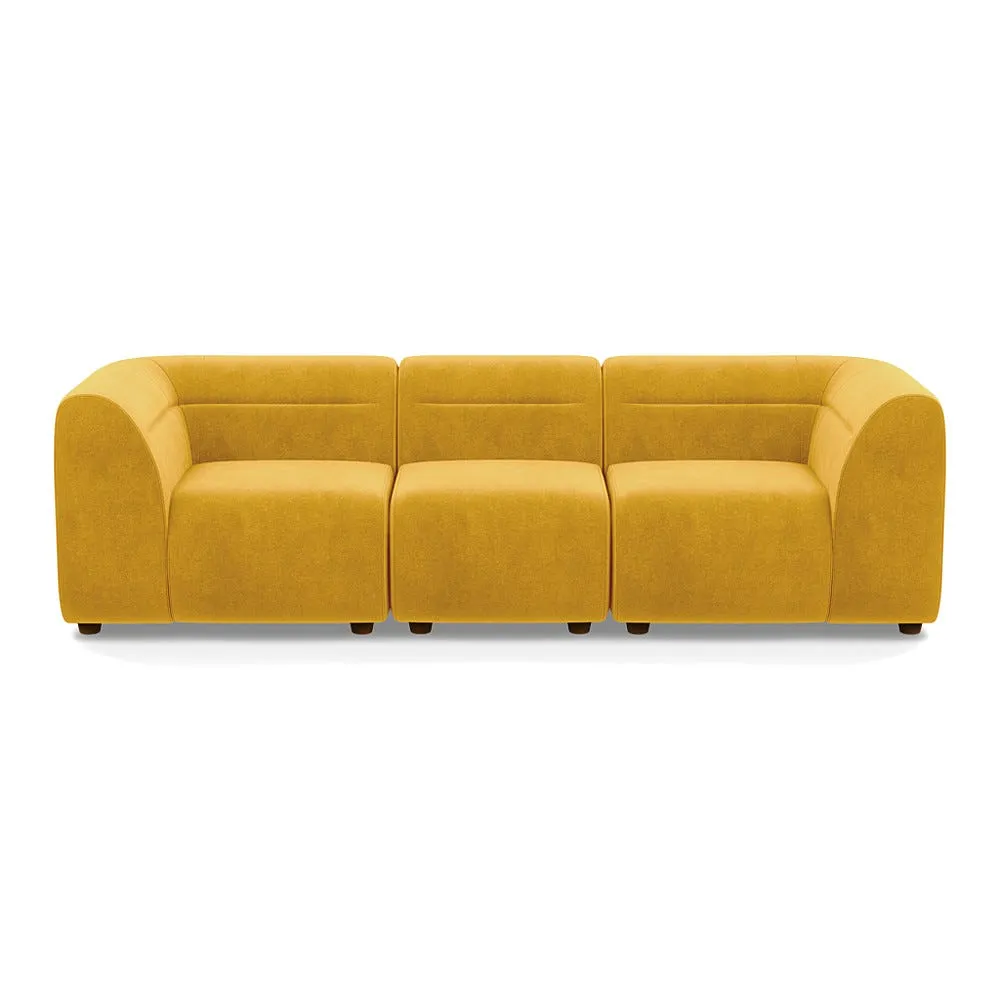 Heal's Lilli 3 Seater Sofa Smart Luxe Velvet Canary Natural Beech Feet 1