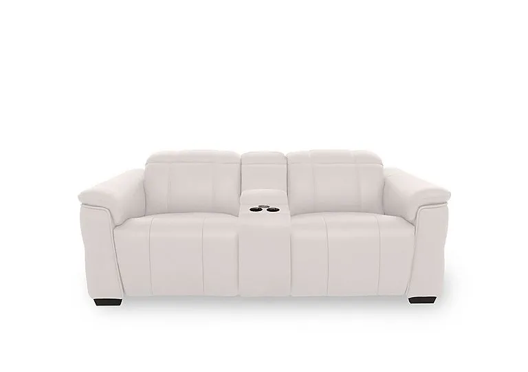 Inca NC Leather 2 Seater Power Recliner Sofa with Pop Up Light Console and Power Headrests - Cotton