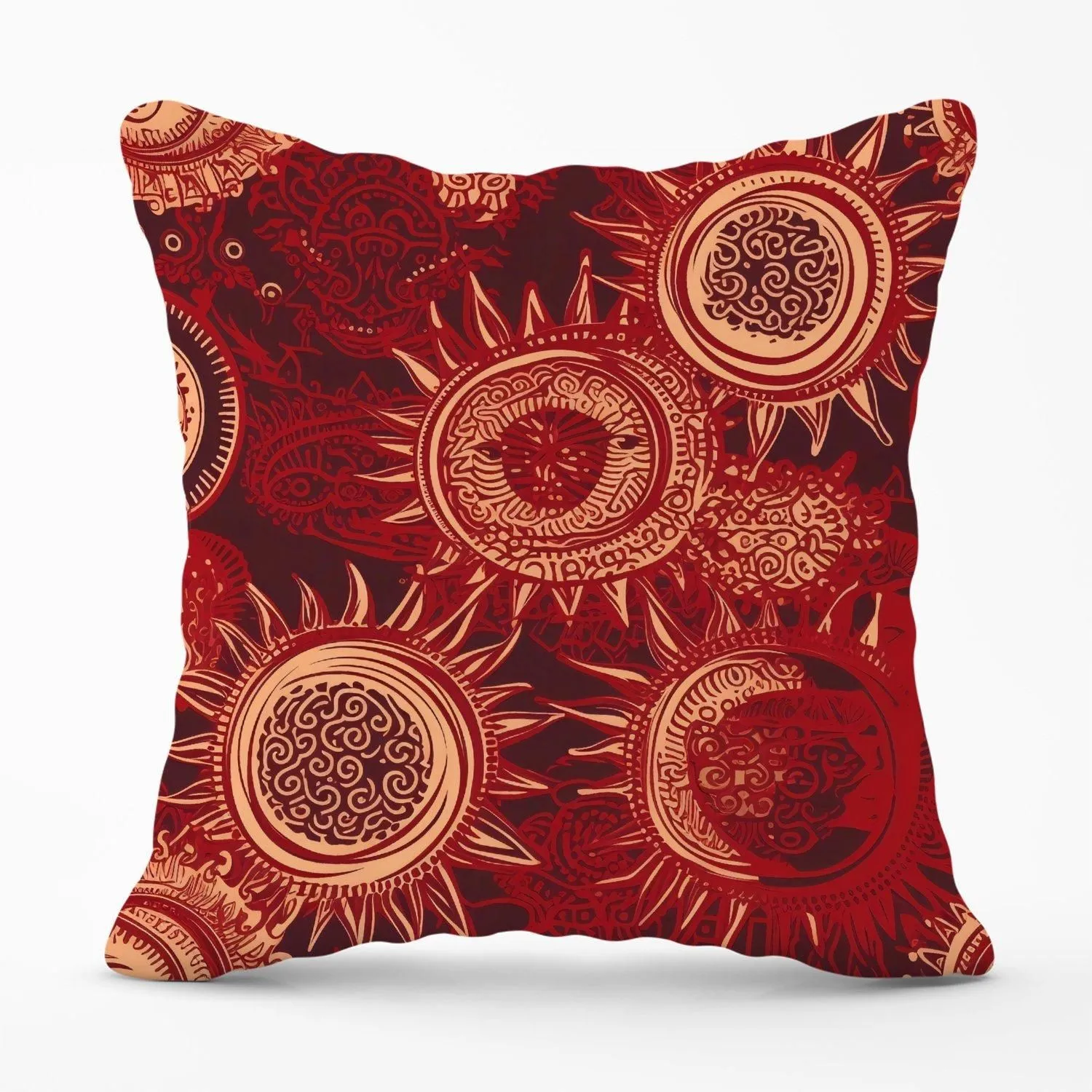 Warren Reed - Designer Abstract Red Moon & Sun Outdoor Cushion