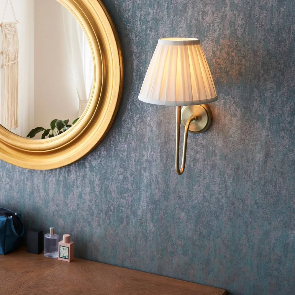 Netlighting Rouen & Carla Wall Lamp with Shade Antique Brass Plate & Cream Fabric in Gold 3