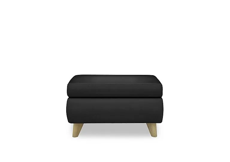 Malmo Leather Coffee Table Storage Footstool - Classic Black