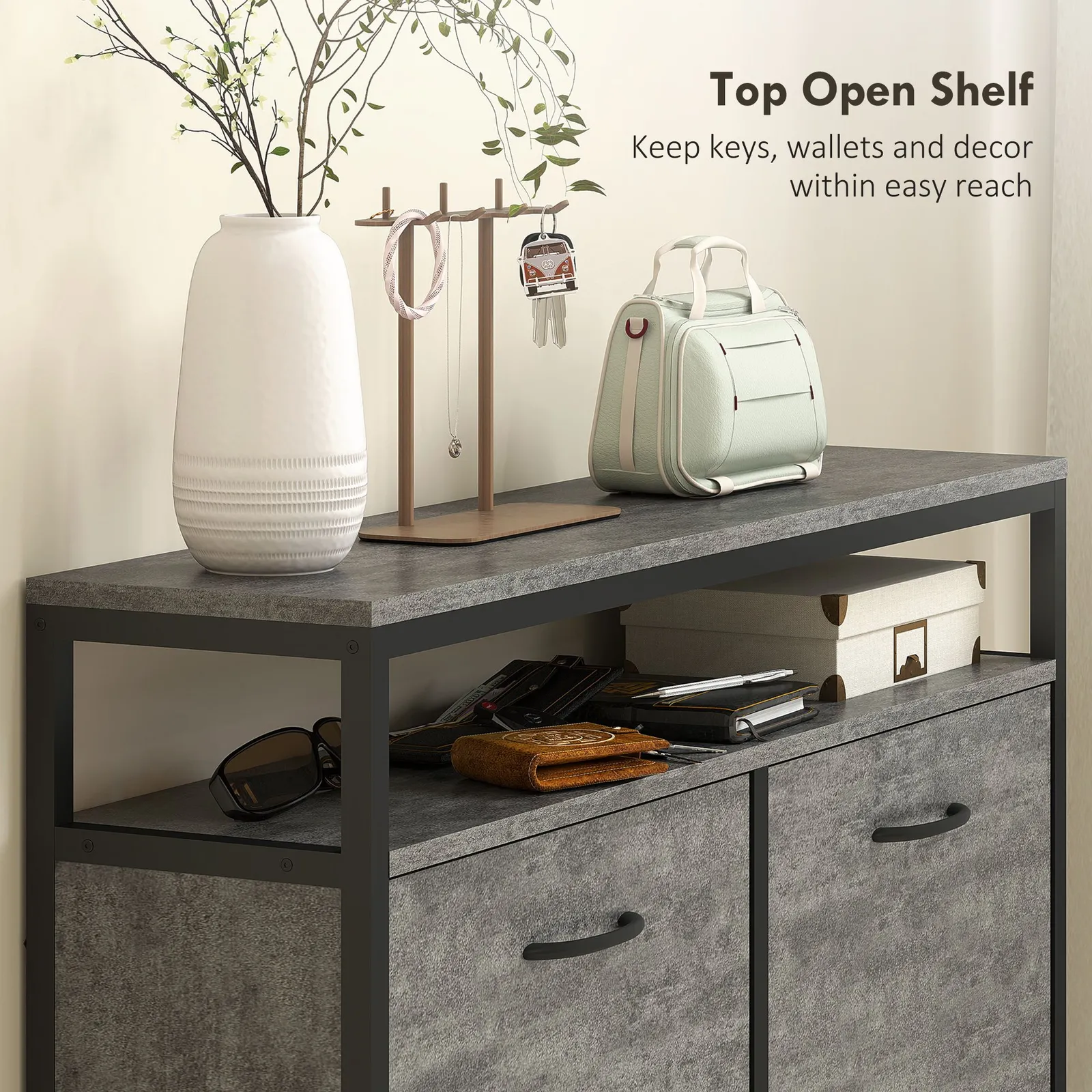 HOMCOM Shoe Cabinet with 4 Flip Drawers, Holds 12-20 Pairs in Grey 5