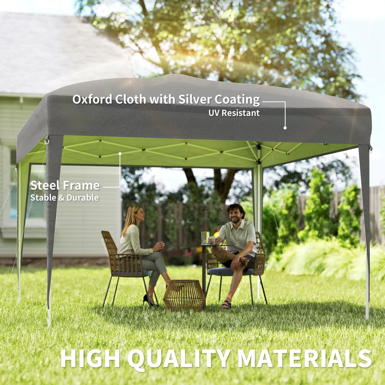 OUTSUNNY 3 x 3M Garden Pop Up Gazebo Height Adjustable Marquee Party Tent Wedding Canopy with Carrying Bag in Grey 4