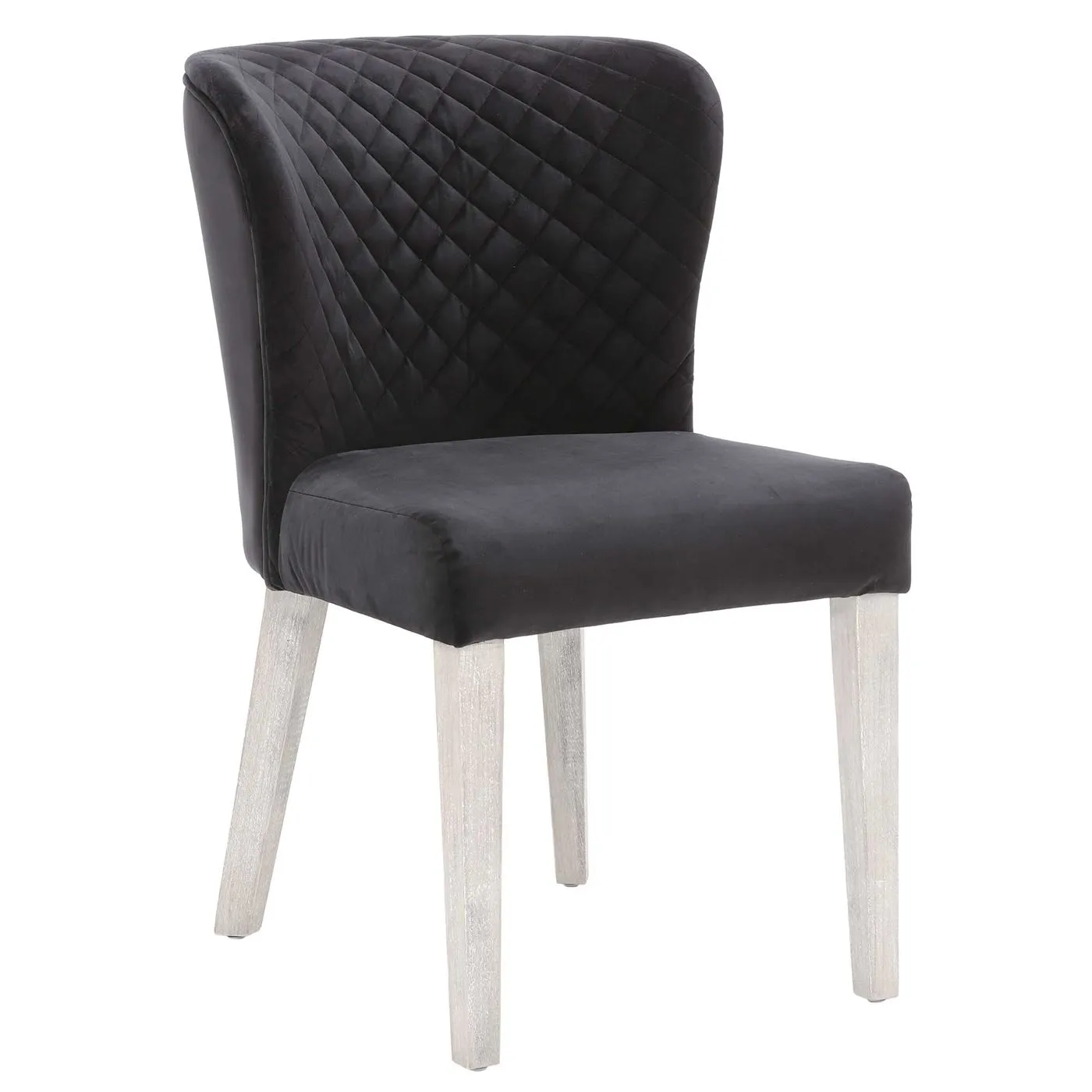 Caprice Velvet Pleated Dining Chair - Black - Velvet - W53 x D63 x H83cm - Barker & Stonehouse
