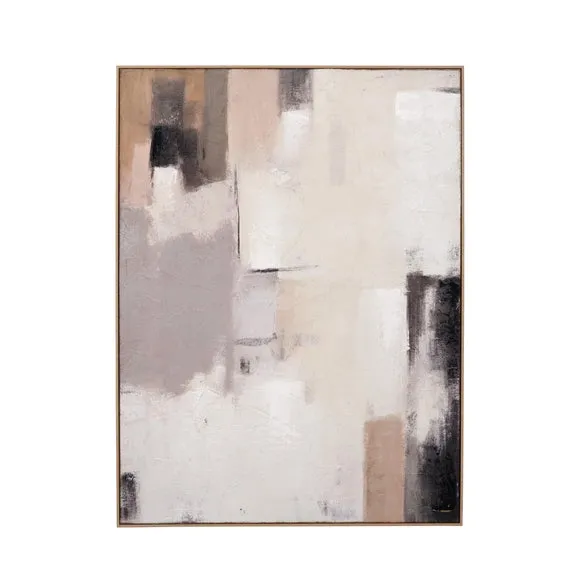 Natural & Grey Abstract Framed Canvas 4