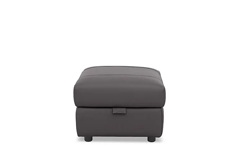 Raven Leather Storage Footstool