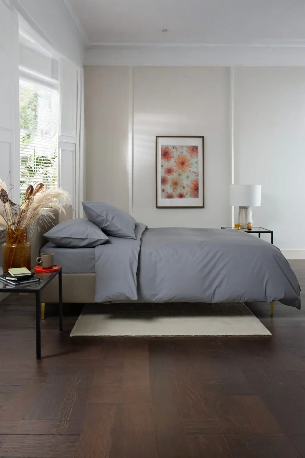 The Lyndon Company Luxury 100% Cotton 200 Thread Count Duvet Cover Set in Charcoal 3