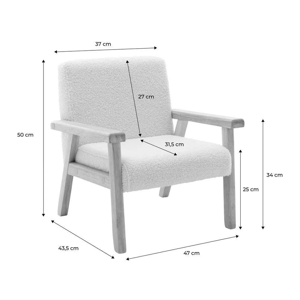 sweeek Children's scandi-style armchair in boucle fabric, rubberwood in Mustard 5