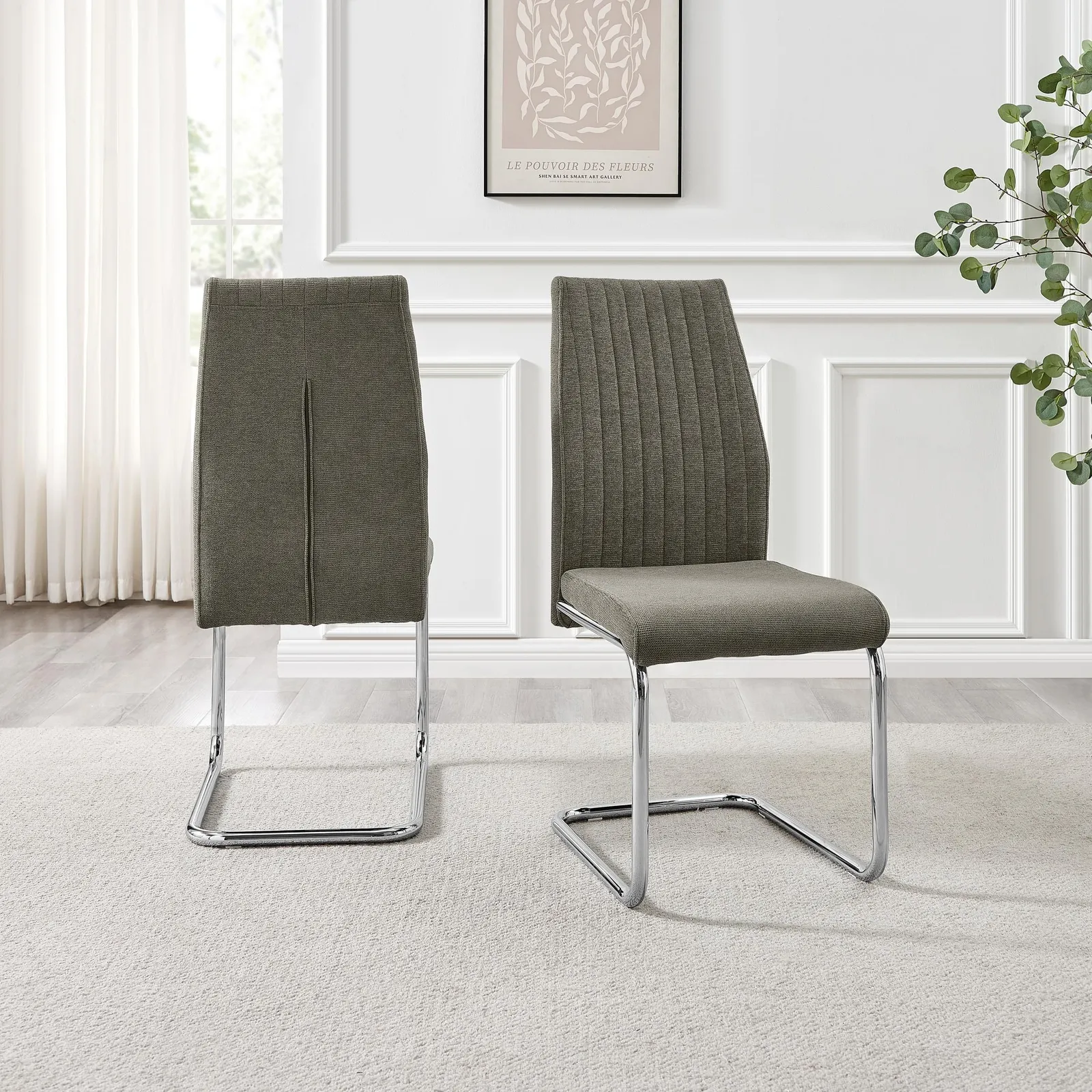 FurnitureboxUK Lorenzo 2x Fabric Silver Leg Dining Chair in Grey 4