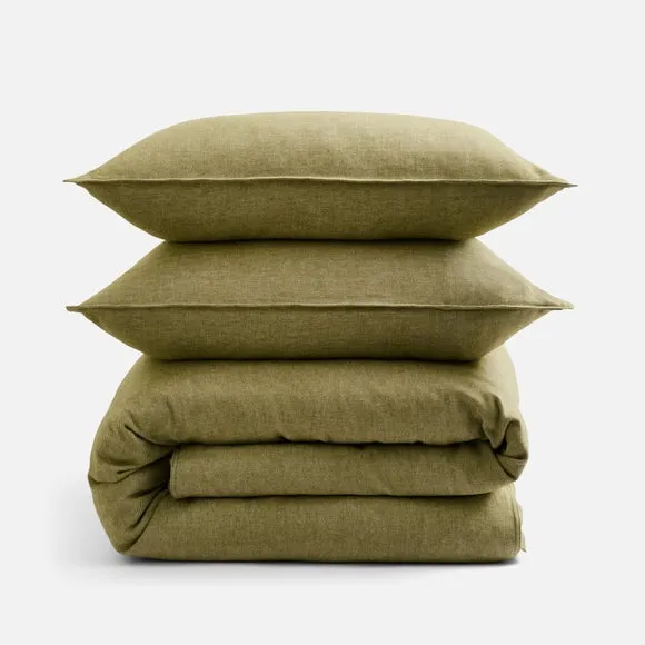 Herringbone Organic 100% Brushed Cotton Duvet Cover & Pillowcase Set 6