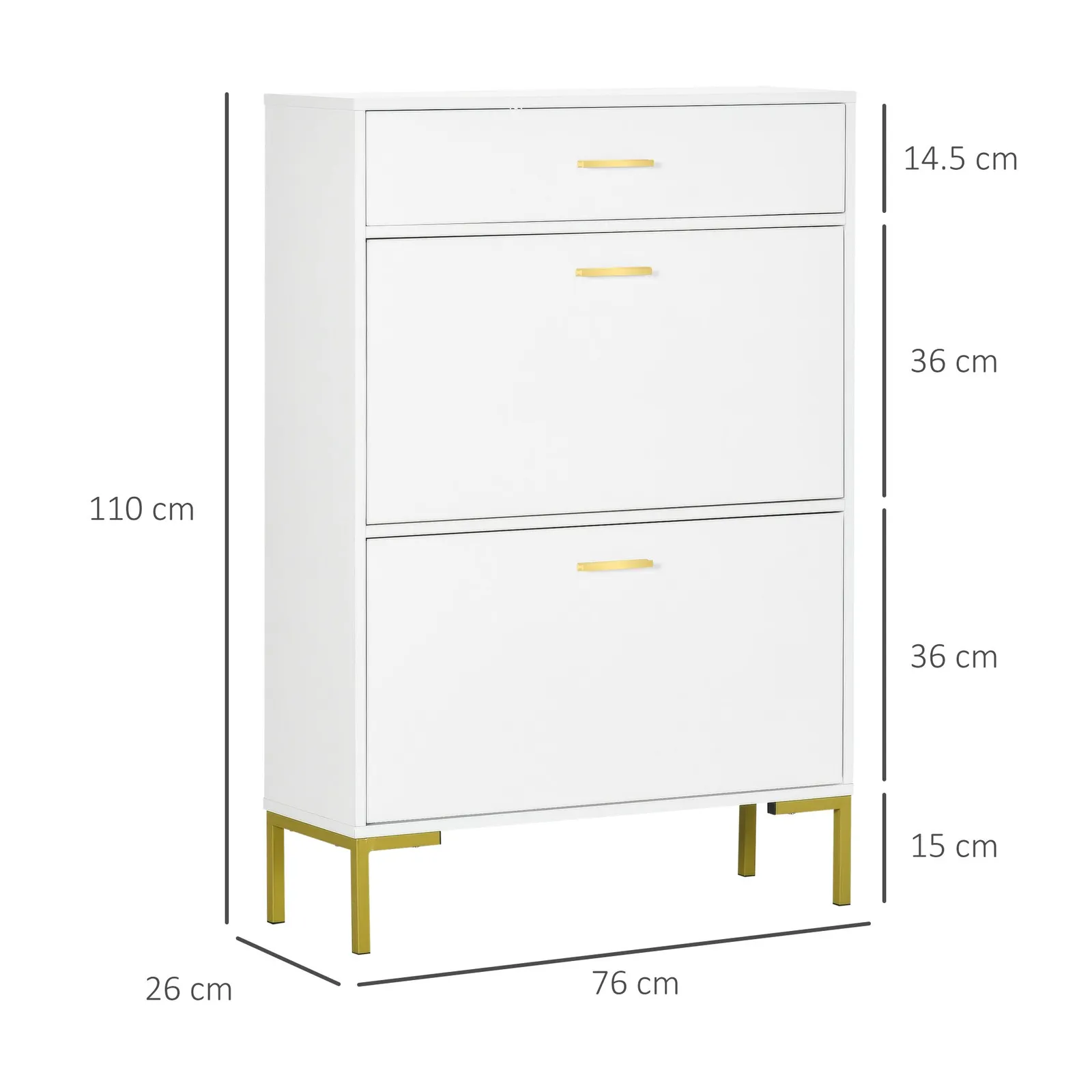 HOMCOM Shoe Cupboard for Hallway with Flip Drawers 12 Pair Shoe Storage in White 3