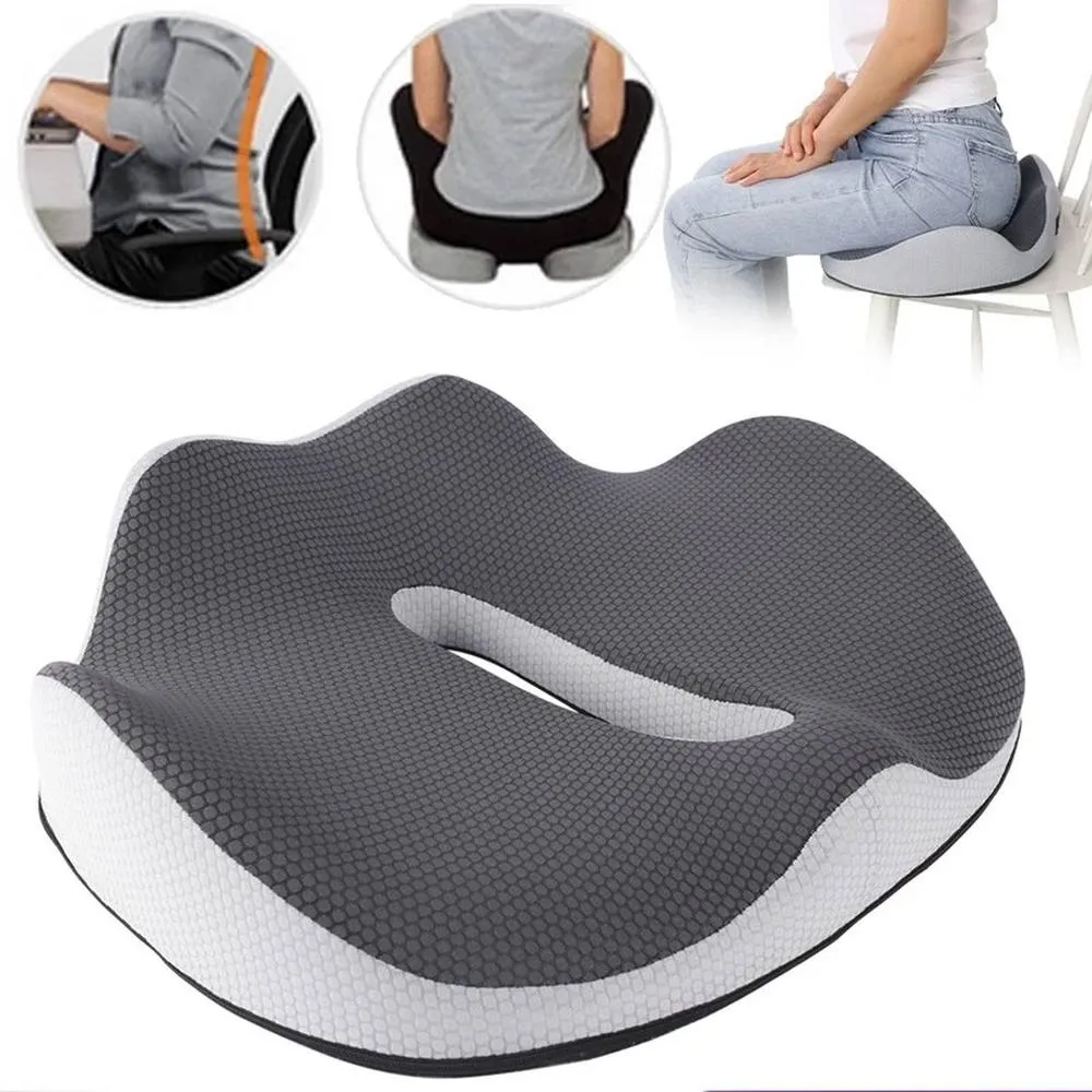 NESTLUNE Orthopaedic Memory Foam Coccyx Seat Cushion in Grey