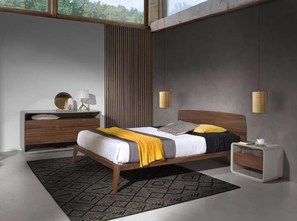 Angel Cerda Walnut Veneer Double Bed Model (160x200 cm) 3
