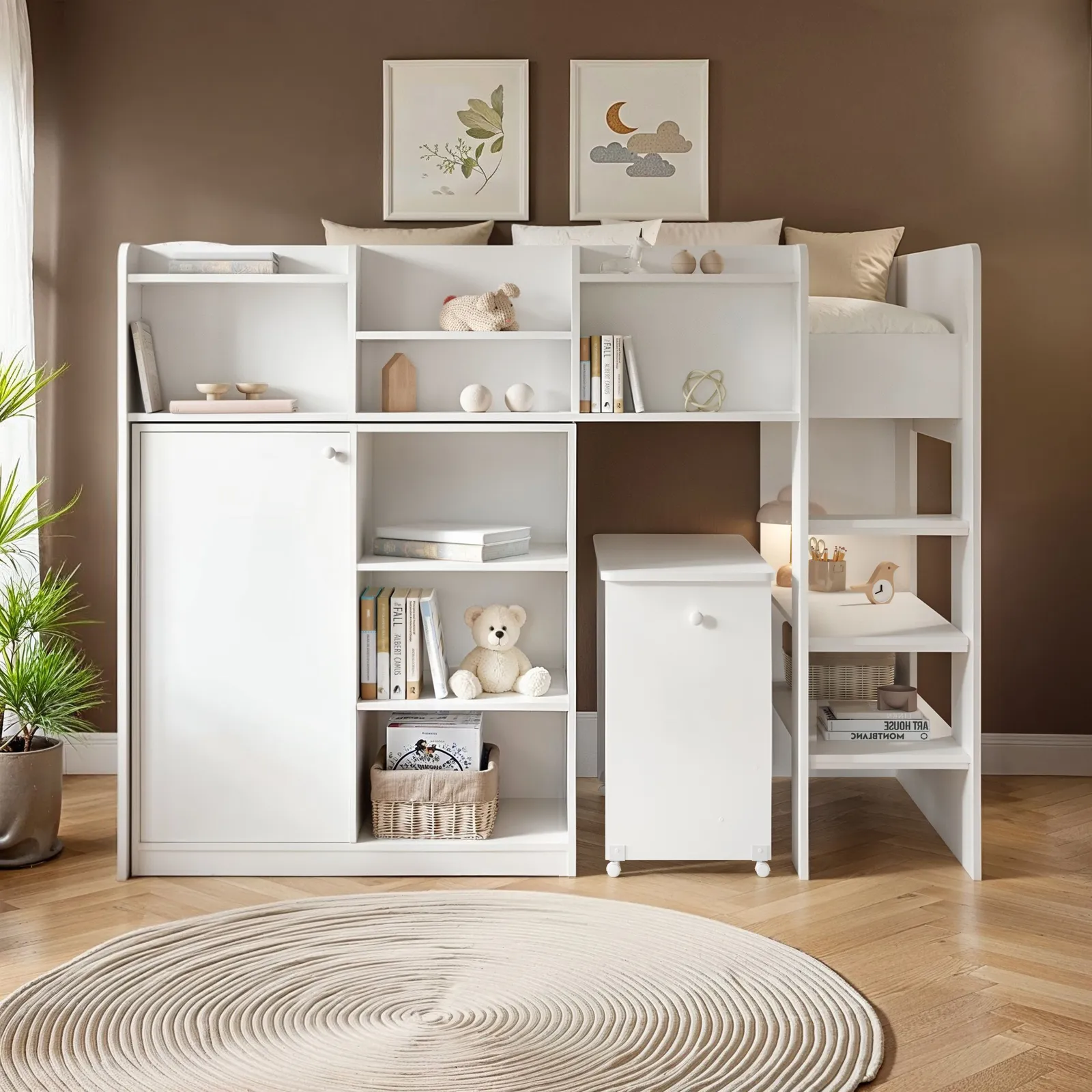 Flair Wizard Mid High Sleeper Workstation in White 2