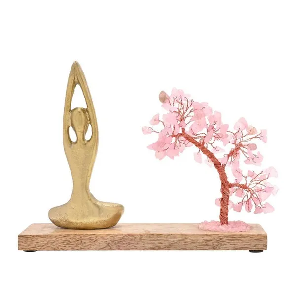 Serenity Rose Quartz Gemstone Tree and Yoga Ornament 4