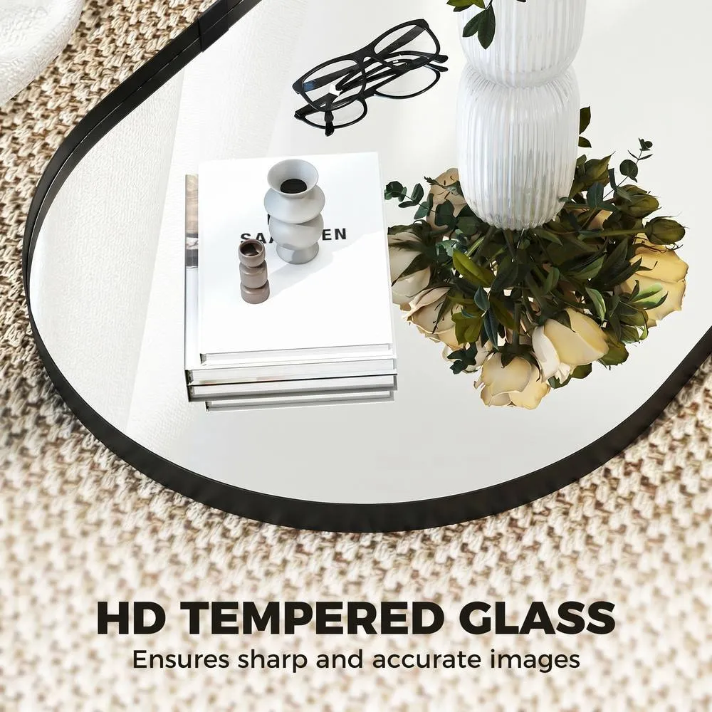 HOMCOM Wall Mirror with Elevated Aluminium Alloy Frame, 60 x 90 cm in Black 6