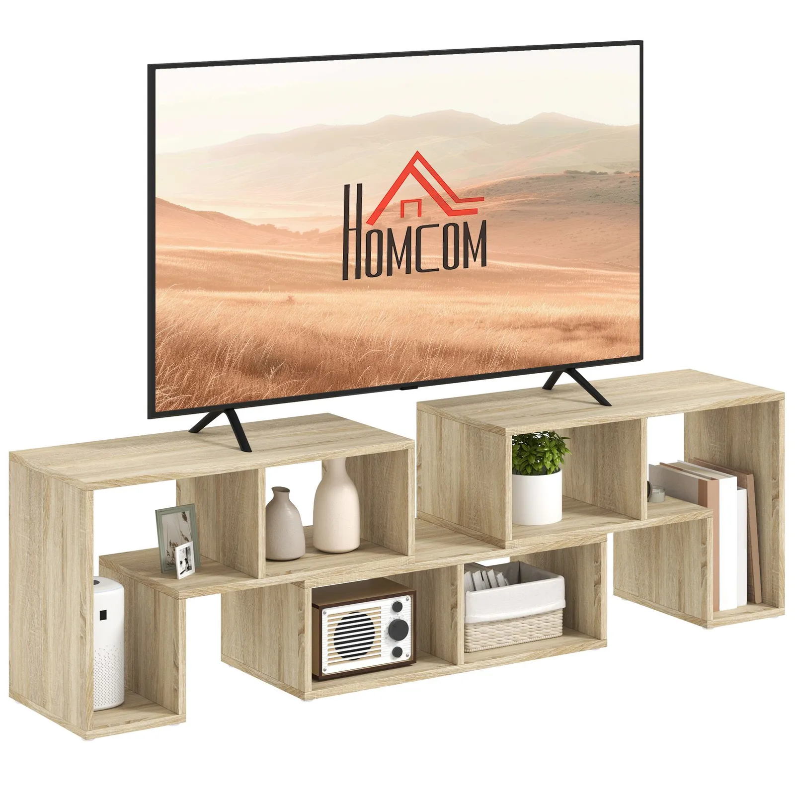 HOMCOM TV Unit for TVs up to 75 Inches, Free Combination TV Stand in Grey 2