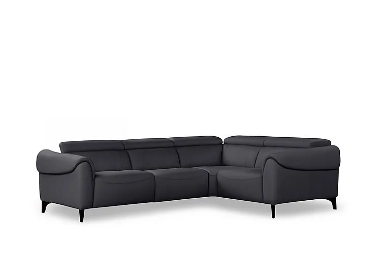 Nicole Small Leather Corner Sofa - Torello Blu