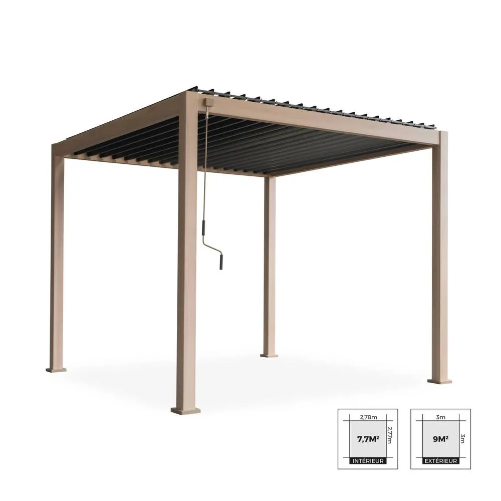 sweeek Louvered pergola aluminium 3 x 3m V2 in Brown 2