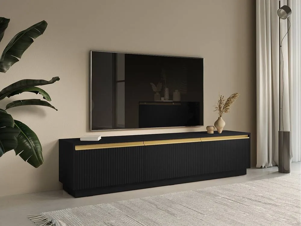 Vente-unique Wall - Mounted Or Freestanding TV Unit With 3 Doors In MDF - Black and 5