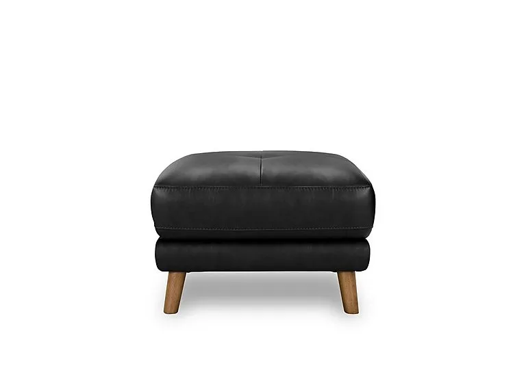 Soren Rectangular Leather Footstool - Living Room Furniture