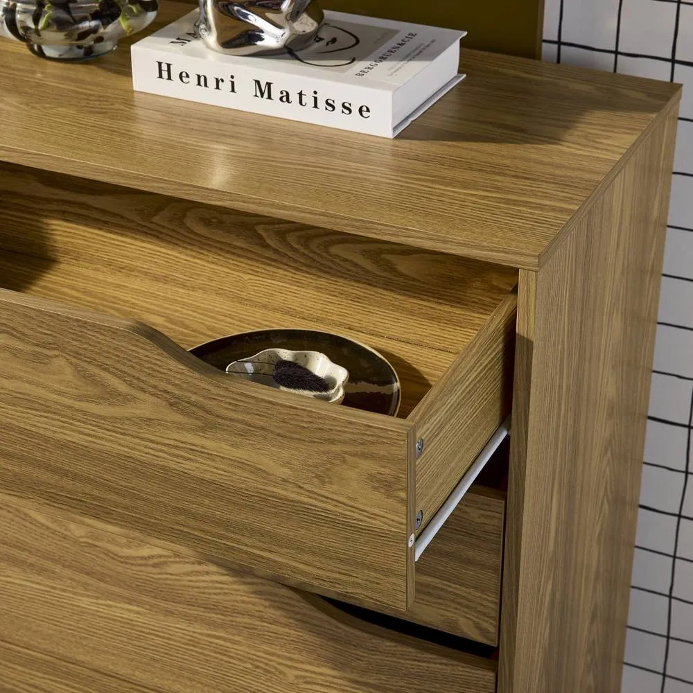 sweeek 4-drawer Chest With Walnut Wood Effect in Light Grey 6