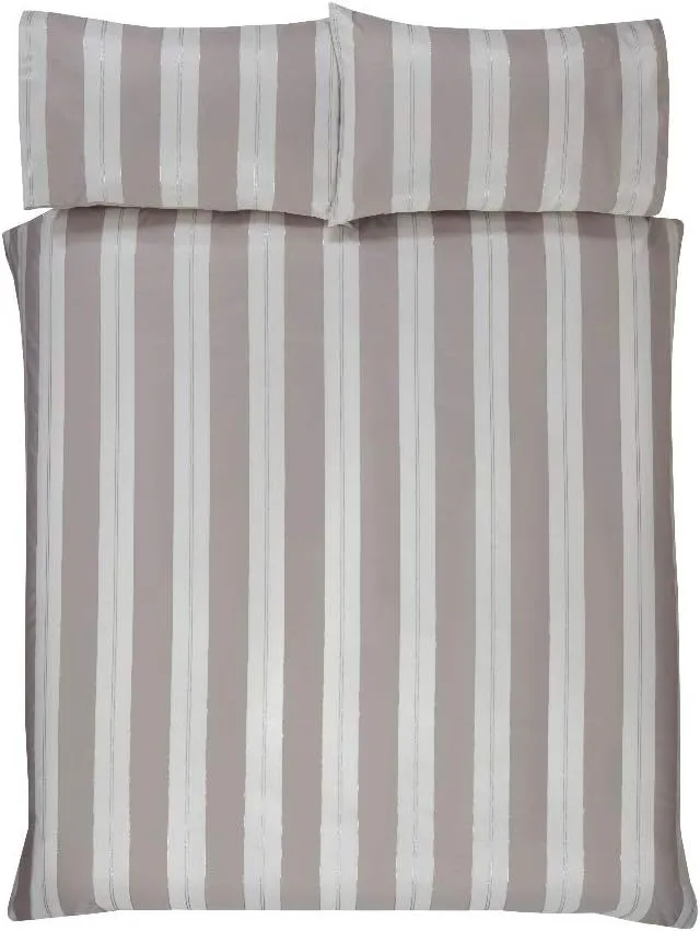Smart Living Luxury Hotel Quality Lurex Stripe Jacquard Duvet Cover with Pillowcases in Camel 3