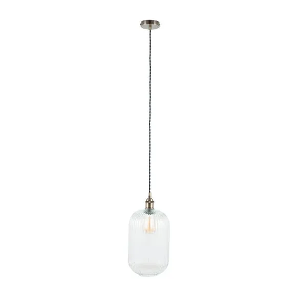 Abigail Tall Ribbed Glass Pendant Light 4