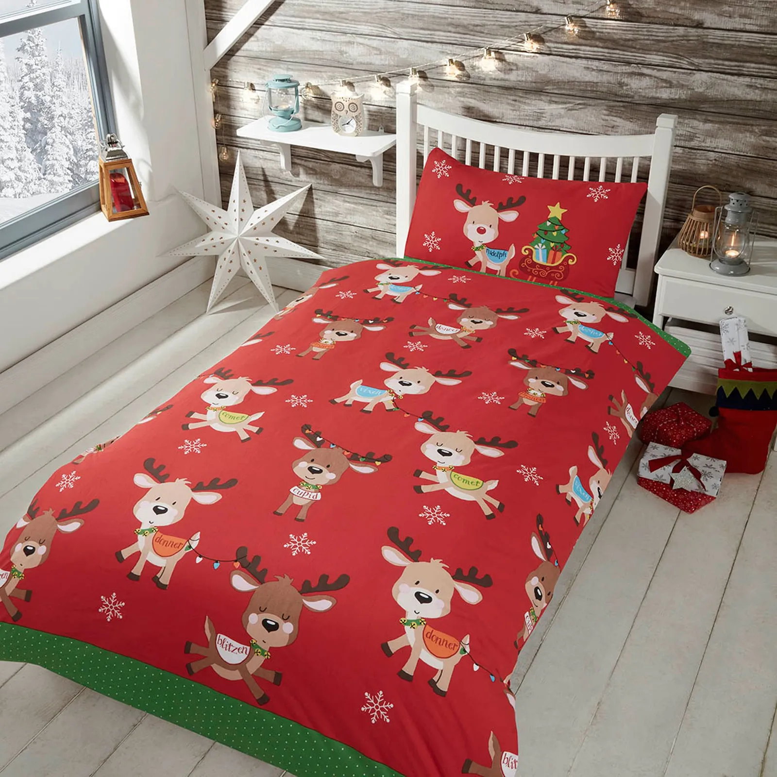 Rapport Home Rudolph & Friends Duvet Cover Set with Pillowcase in Red