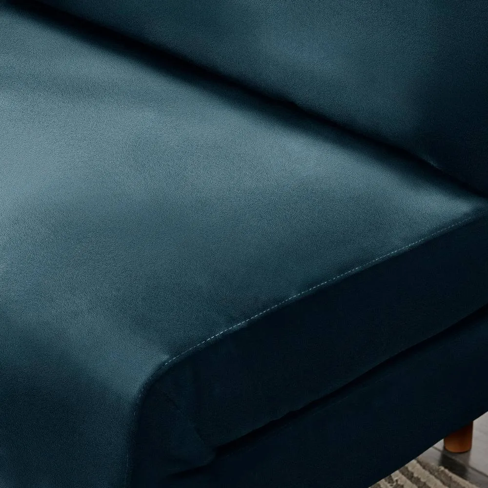FurnitureboxUK Bobby Blue Velvet Single Folding Sofa Bed Chair 4