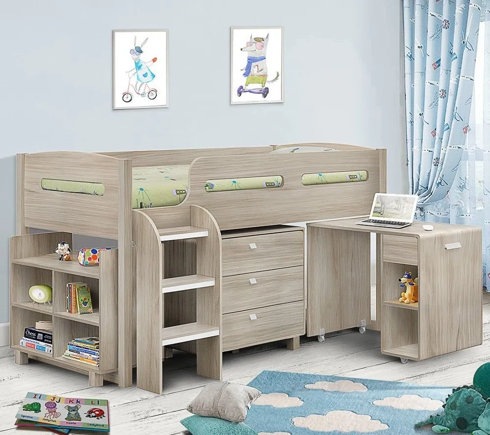 Kimbo Oak Mid Sleeper Frame - 3ft Single