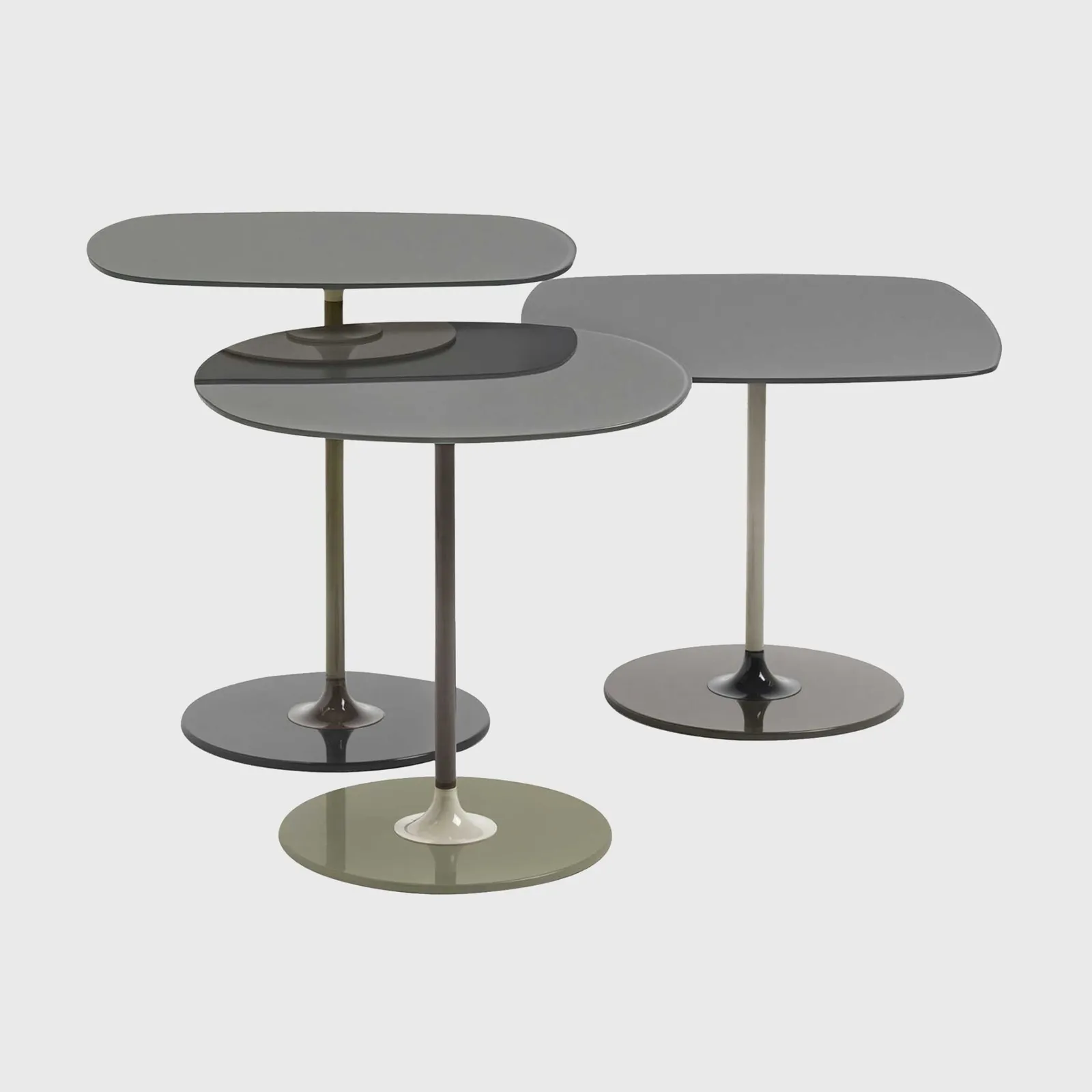 Kartell Thierry Set 3 Side Tables H40+H45+H50 Grey Glass | Barker & Stonehouse