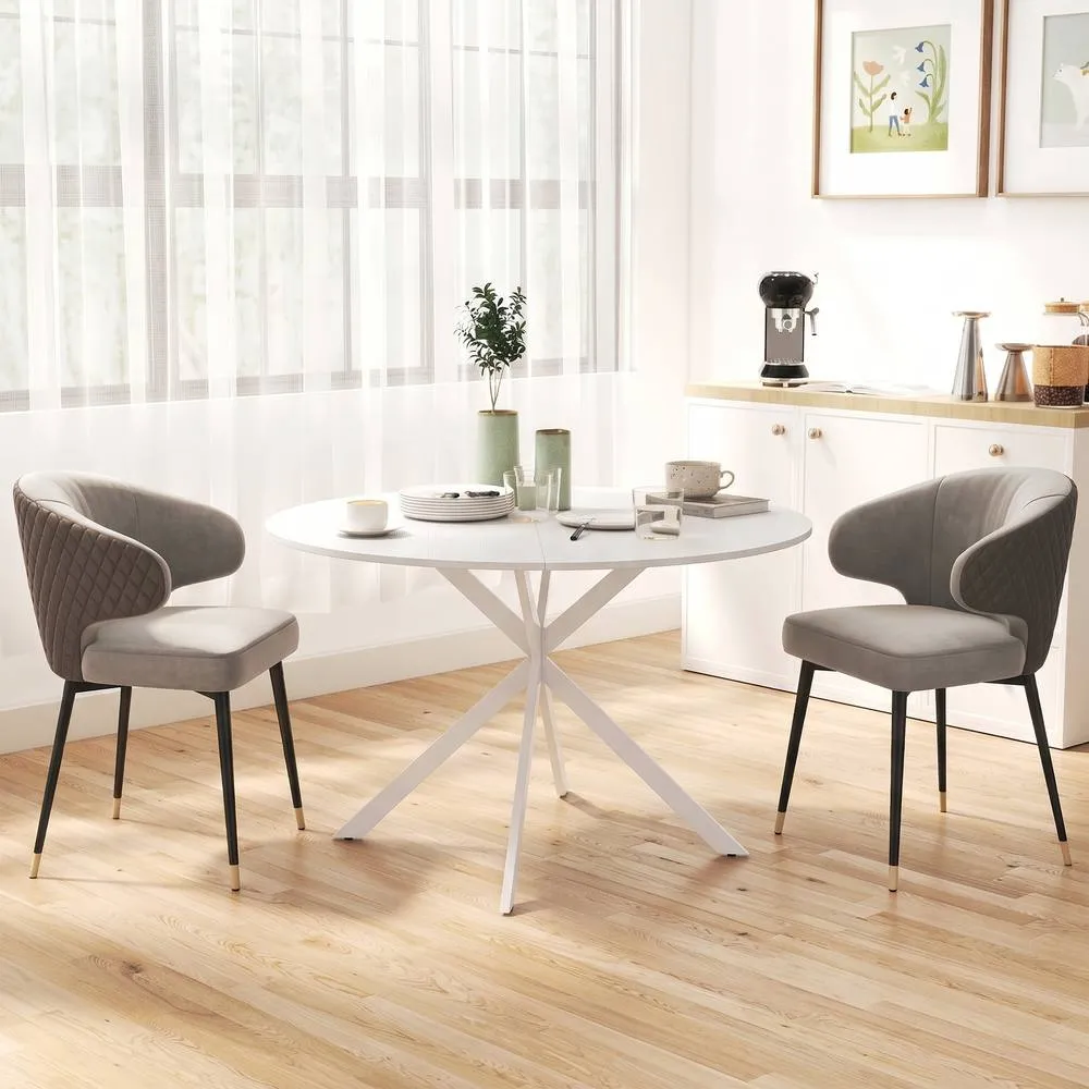 HOMCOM 120 cm Dining Table for 4, Industrial Kitchen Table with Steel Legs in White 2