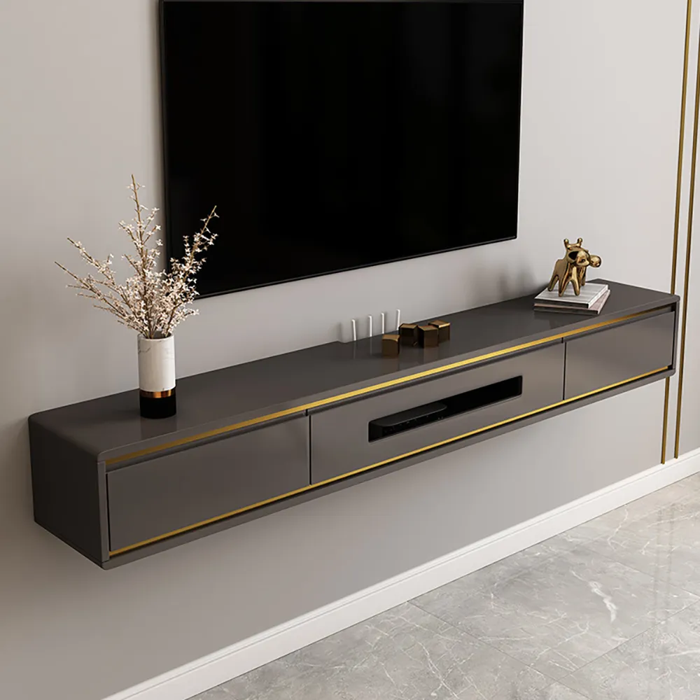 1800mm Grey Smooth TV Stand Postmodern Minimalist Floating Media Console with Storage