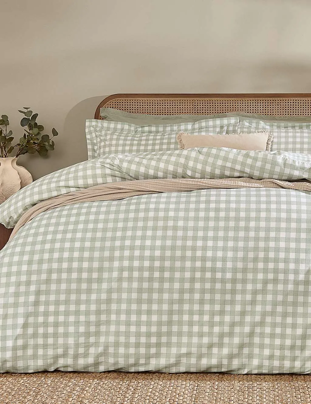 YARD Washed Cotton Barton Gingham Bedding Set Green Mix