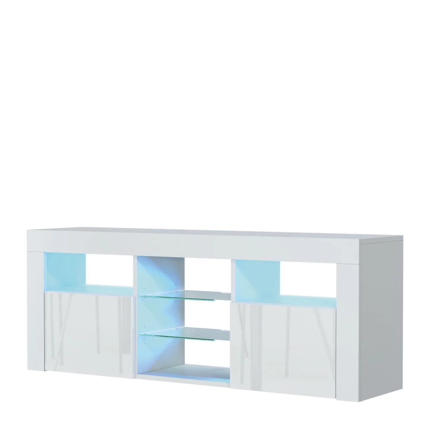 Creative Furniture Pulse TV Unit 145cm - A Stylish & Practical Cabinet with Gloss Doors & LED Lights in White 2