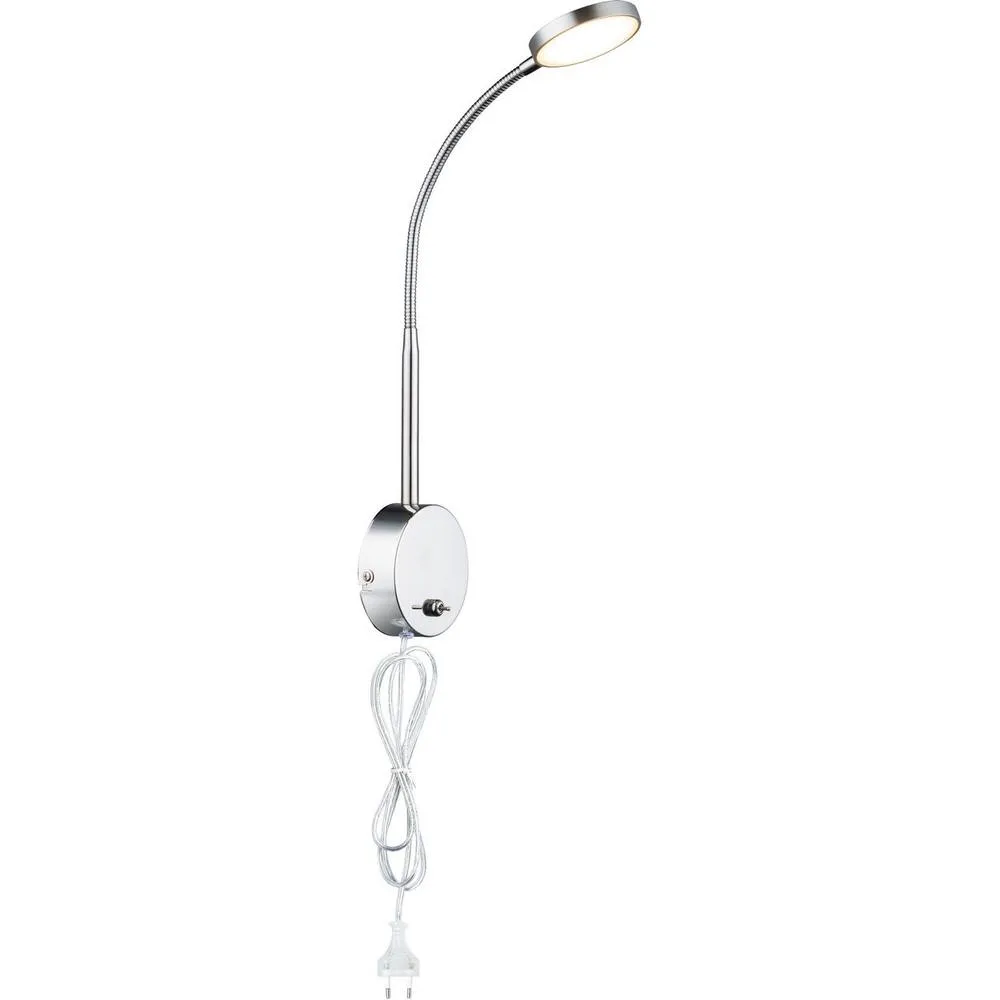 Netlighting Pegasi Reading Wall Light Chrome Satined Glass Shade LED 3000K in Grey 2