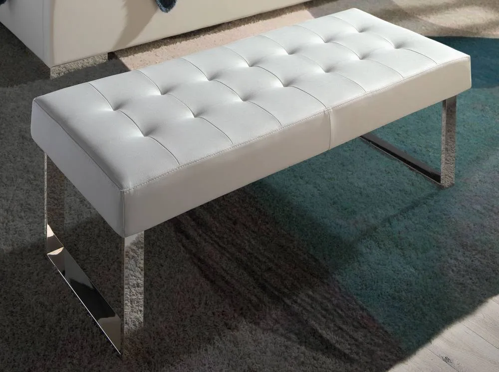 Angel Cerda White Leatherette Bench, 120x45x42 cm 3